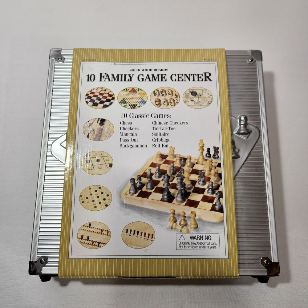 Cardinal Family 10 Game Center Wood Boards Metal Box Chess‎ & More